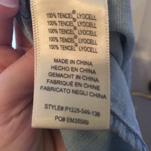 Cloth & Stone Blue Dress “High Tide” Halter Mini Anthro Light Wash Size S Petite - Picture 9 of 9